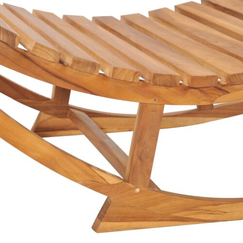 Rocking Sun Lounger with Cushion Solid Teak Wood - Image 3