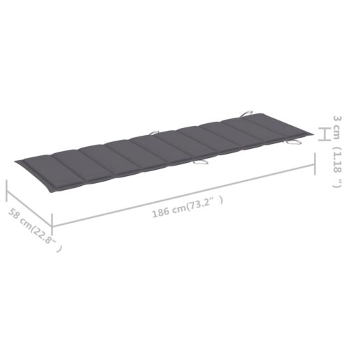 Rocking Sun Lounger with Cushion Solid Teak Wood - Image 11