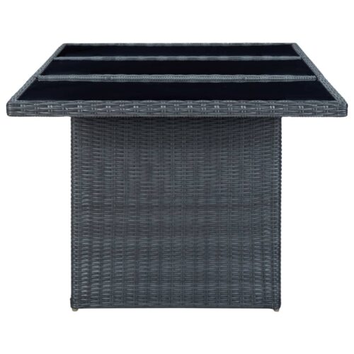 Garden Table Dark Grey Poly Rattan Tempered Glass - Image 3