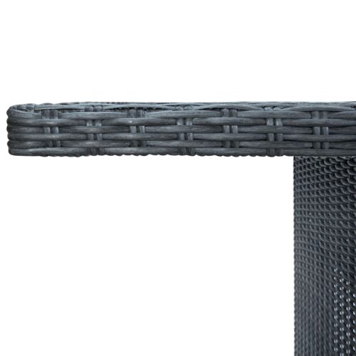 Garden Table Dark Grey Poly Rattan Tempered Glass - Image 4
