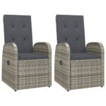Reclining Garden Chairs 2pcs with Cushions Poly Rattan Grey
