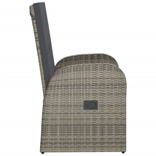 Reclining Garden Chairs 2pcs with Cushions Poly Rattan Grey - Image 5