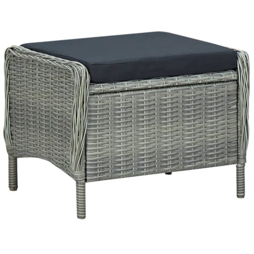 Reclining Garden Chair with Footstool Poly Rattan Grey - Image 8