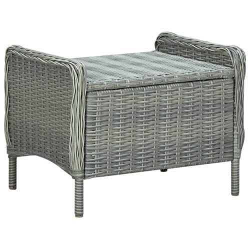 Reclining Garden Chair with Footstool Poly Rattan Grey - Image 9