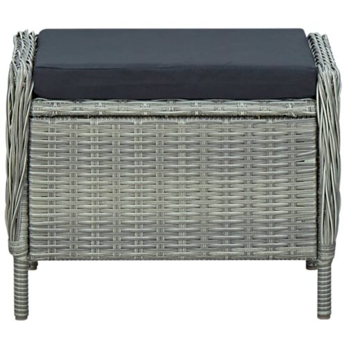 Reclining Garden Chair with Footstool Poly Rattan Grey - Image 10