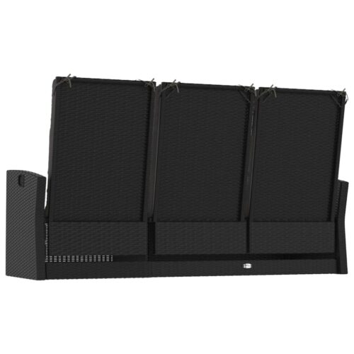 Reclining Garden Bench with Cushions Black 173cm Poly rattan - Image 5