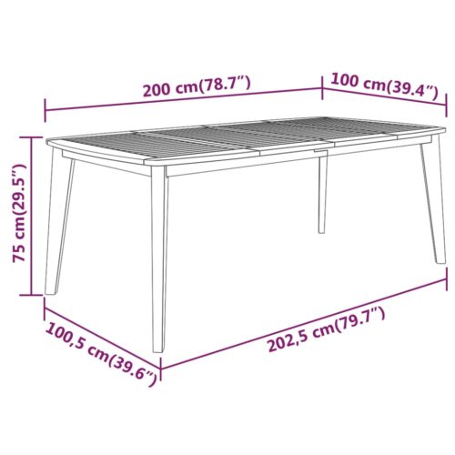 Garden Table 200x100x75cm Solid Wood Acacia - Image 5