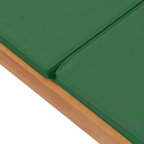 Sun Lounger with Cushion Solid Teak Wood Green - Image 8