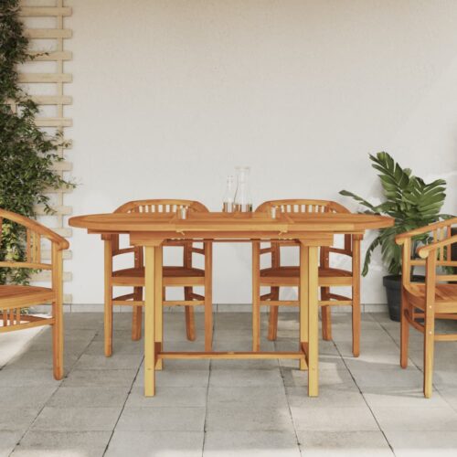 Extendable Outdoor Garden Patio Dining Table Solid Wood Teak 110-160x80x75cm - Image 8