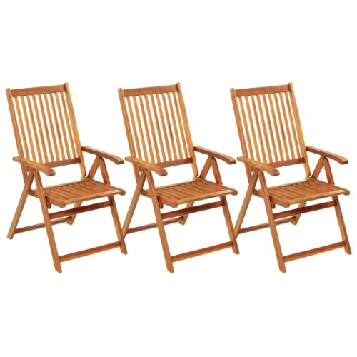 Folding Garden Chairs 3pcs with Cushions Solid Acacia Wood - Image 2