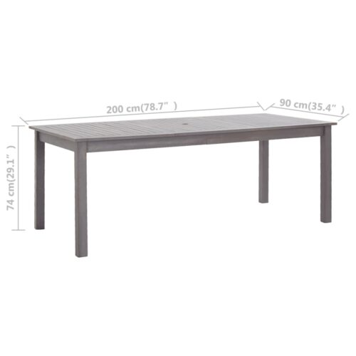 Garden Table Grey Wash 200x90x74cm Solid Acacia Wood - Image 6