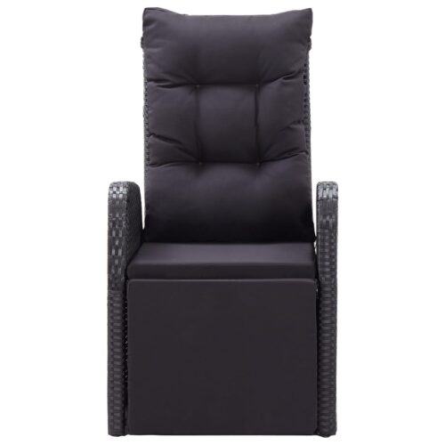 Reclining Garden Chairs with Cushions 2pcs Black Poly Rattan - Image 4