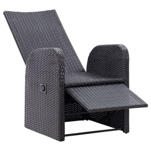 Reclining Garden Chairs with Cushions 2pcs Black Poly Rattan - Image 6