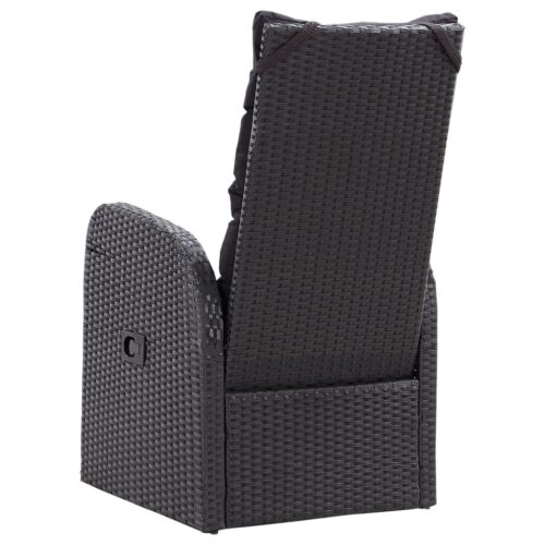 Reclining Garden Chairs with Cushions 2pcs Black Poly Rattan - Image 8
