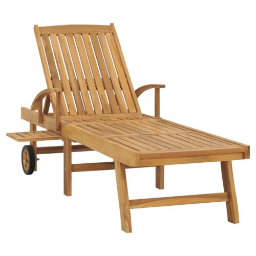 Sun Lounger Solid Teak Wood - Image 2
