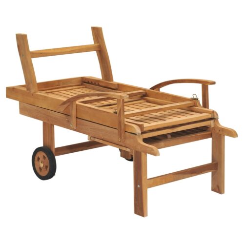 Sun Lounger Solid Teak Wood - Image 6