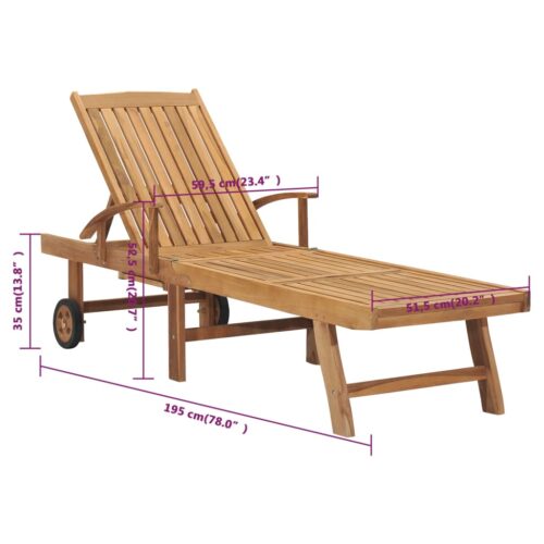 Sun Lounger Solid Teak Wood - Image 11