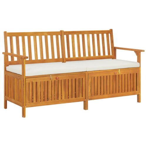 Storage Bench with Cushion 148cm Solid Wood Acacia