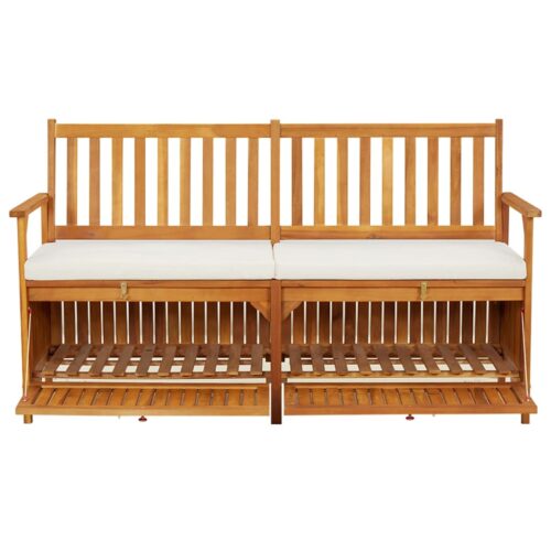Storage Bench with Cushion 148cm Solid Wood Acacia - Image 3