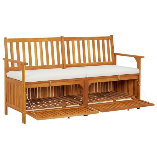 Storage Bench with Cushion 148cm Solid Wood Acacia - Image 4