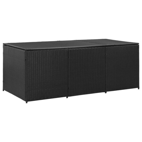 Garden Storage Box Poly Rattan 180x90x70cm Black