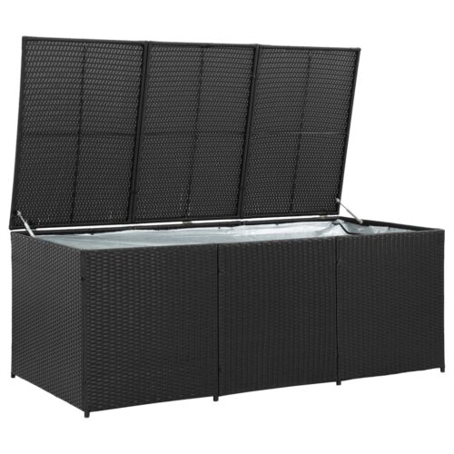 Garden Storage Box Poly Rattan 180x90x70cm Black - Image 2