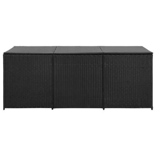 Garden Storage Box Poly Rattan 180x90x70cm Black - Image 3