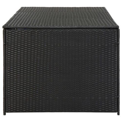 Garden Storage Box Poly Rattan 180x90x70cm Black - Image 4