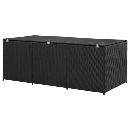 Garden Storage Box Poly Rattan 180x90x70cm Black - Image 5