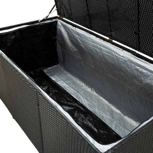 Garden Storage Box Poly Rattan 180x90x70cm Black - Image 6