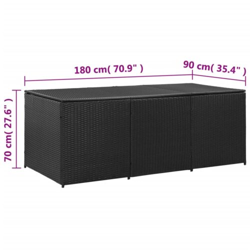 Garden Storage Box Poly Rattan 180x90x70cm Black - Image 8