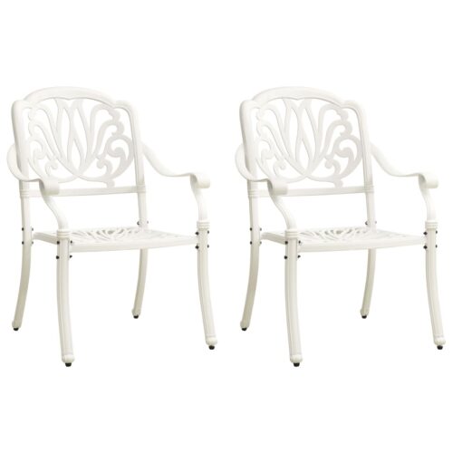 Garden Chairs 2pcs Cast Aluminium White - Image 2