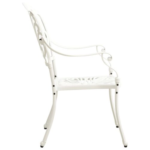 Garden Chairs 2pcs Cast Aluminium White - Image 5