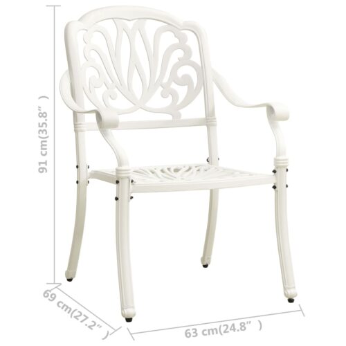 Garden Chairs 2pcs Cast Aluminium White - Image 9