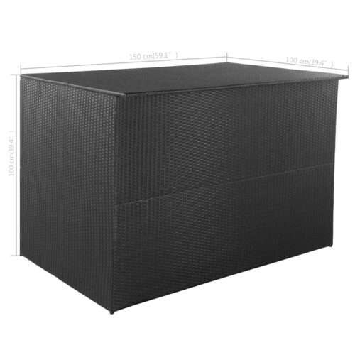 Garden Storage Box Black 150x100x100cm Poly Rattan - Image 7