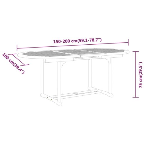 Garden Table 200x100x75cm Solid Wood Eucalyptus - Image 11