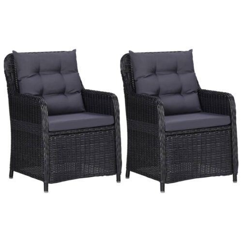 Garden Chairs 2pcs with Cushions Poly Rattan Black