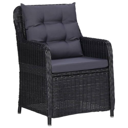 Garden Chairs 2pcs with Cushions Poly Rattan Black - Image 2