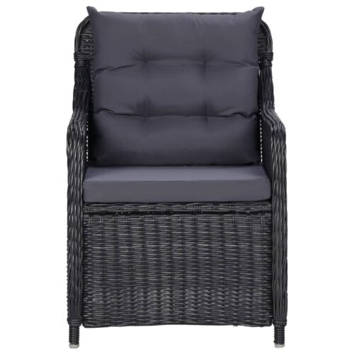 Garden Chairs 2pcs with Cushions Poly Rattan Black - Image 3