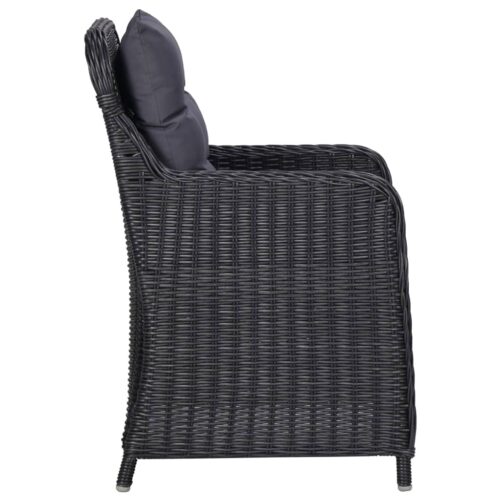 Garden Chairs 2pcs with Cushions Poly Rattan Black - Image 4