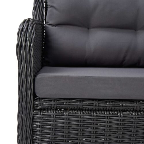 Garden Chairs 2pcs with Cushions Poly Rattan Black - Image 7