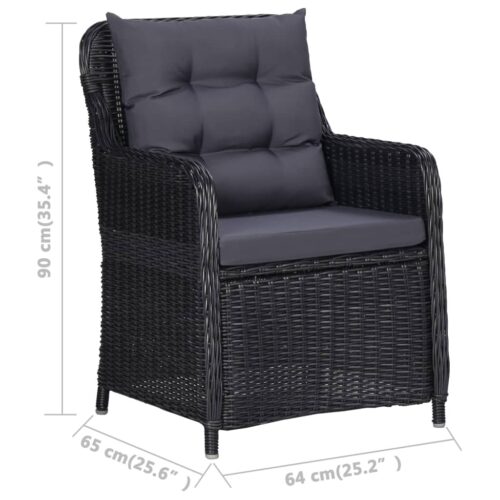 Garden Chairs 2pcs with Cushions Poly Rattan Black - Image 8