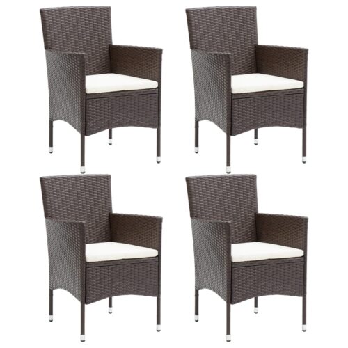 Garden Dining Chairs 4pcs Poly Rattan Brown - Image 8