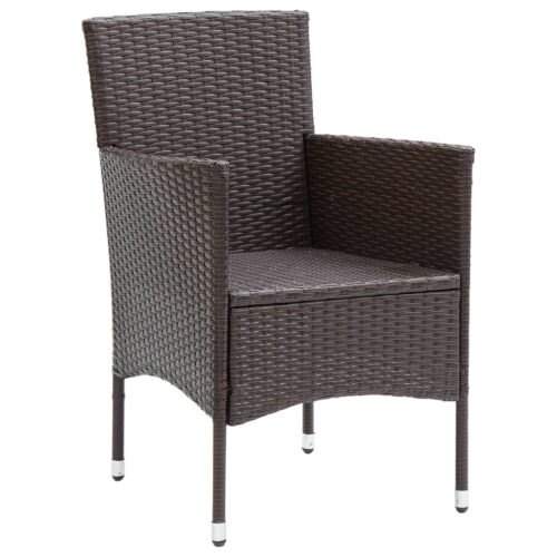 Garden Dining Chairs 4pcs Poly Rattan Brown - Image 3