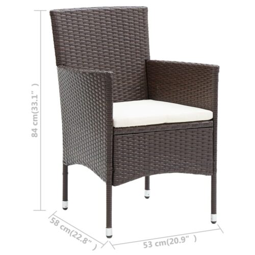 Garden Dining Chairs 4pcs Poly Rattan Brown - Image 7