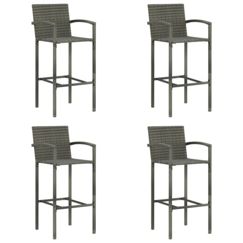 Bar Stools 4pcs Grey Poly Rattan - Image 9