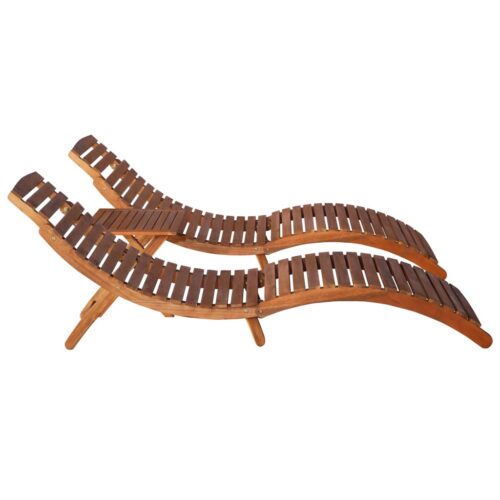3-Piece Sun Lounger with Tea Table Solid Wood Acacia - Image 3