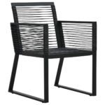 Garden Chairs 4pcs Rope Rattan Black