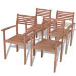 Stackable Garden Chairs 4pcs Solid Teak Wood