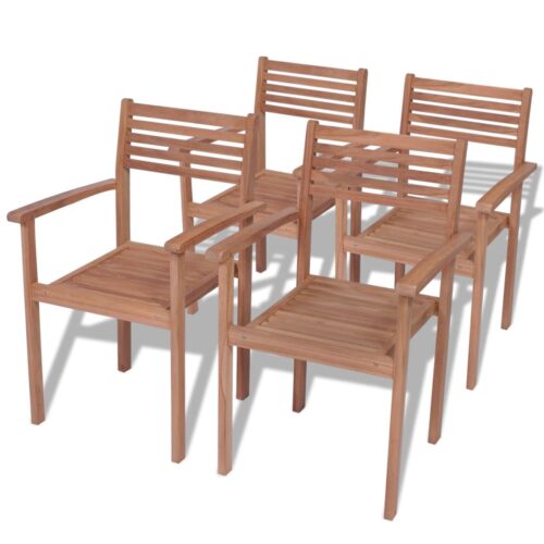 Stackable Garden Chairs 4pcs Solid Teak Wood